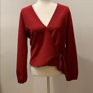 Madewell Red Wrap Top! SUPER FLATTERING!